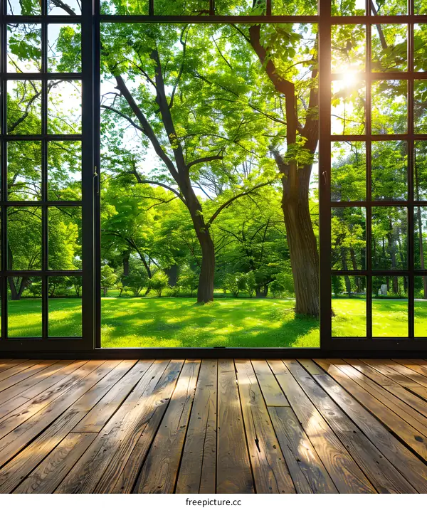 View of Green Trees Through a Window