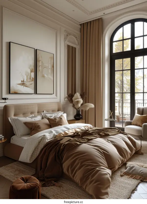 Elegant Beige Bedroom Interior Design