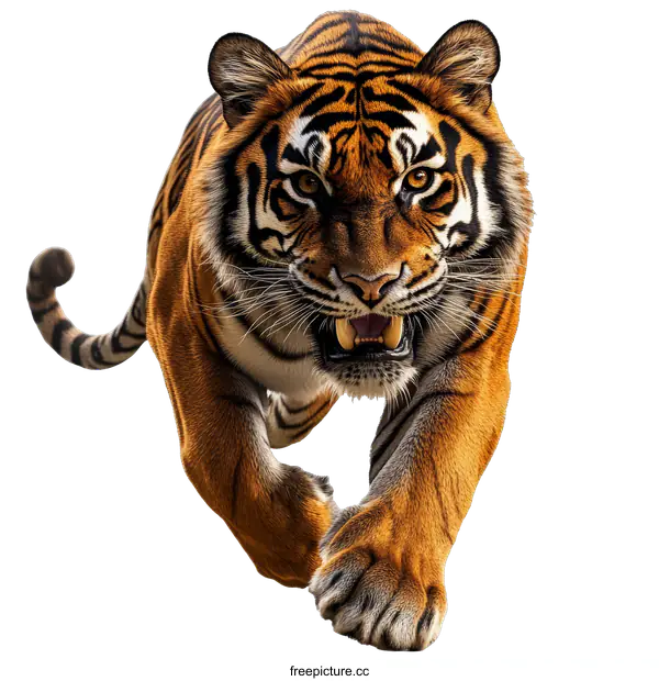 [Transparent Background PNG]Powerful Tiger in a Running Pose