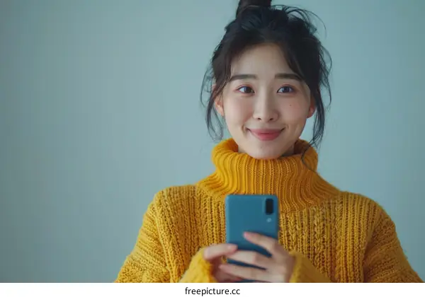 Young Asian woman holding a smartphone