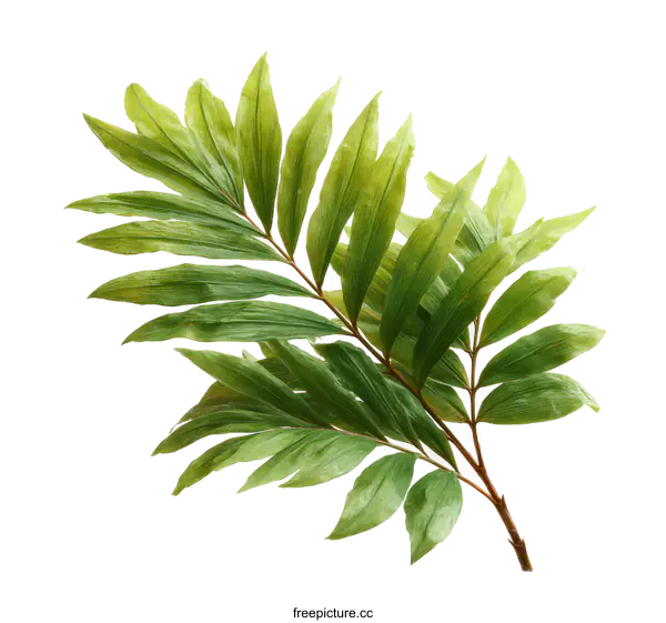 [Transparent Background PNG]Green Tropical Leaves Isolated on White Background