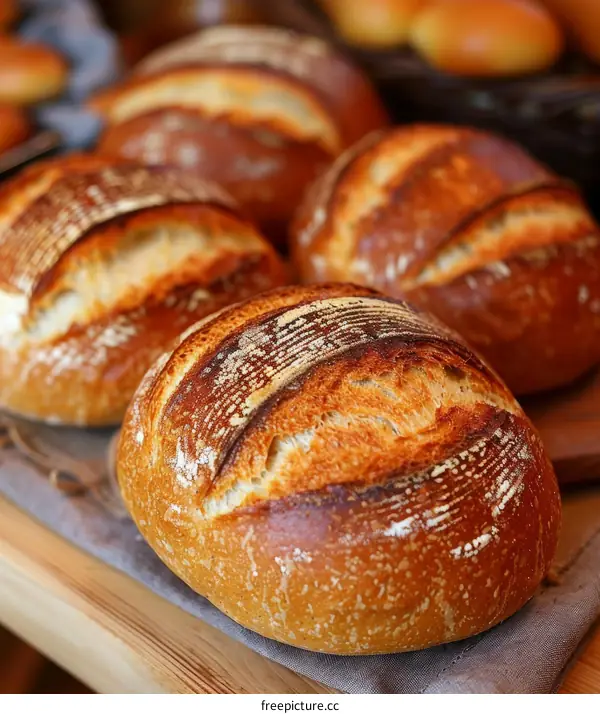 Loaf of bread on a wooden table