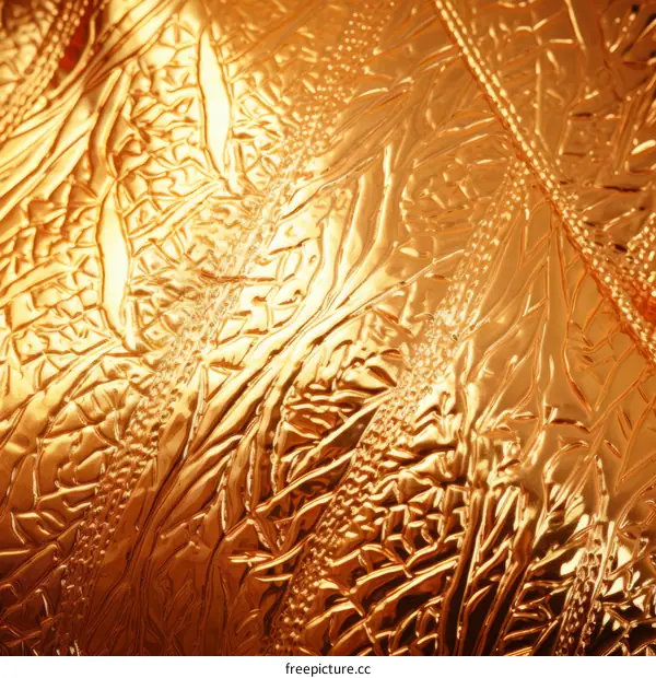 Golden crumpled metal texture
