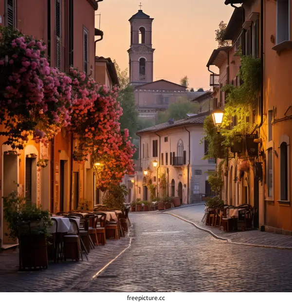 Narrow charming street scene in Trastevere, Rome, Italy
