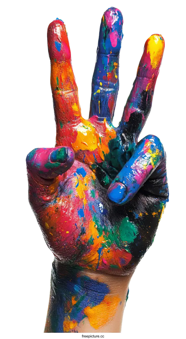 [Transparent Background PNG]Colorful Hand Painted with Multiple Colors