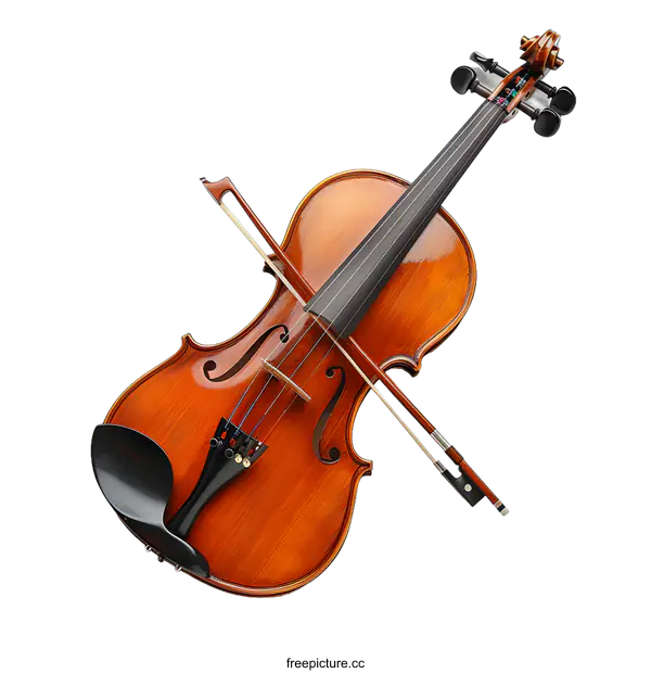 [Transparent Background PNG]Violin and Bow on White Background