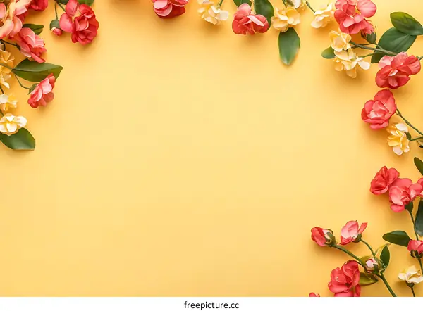 Floral Frame on Yellow Background
