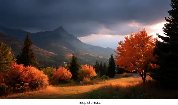 Autumn Mountain Landscape with Colorful Foliage