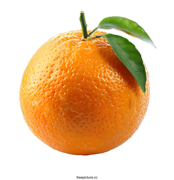 [Transparent Background PNG]Fresh orange fruit with leaf