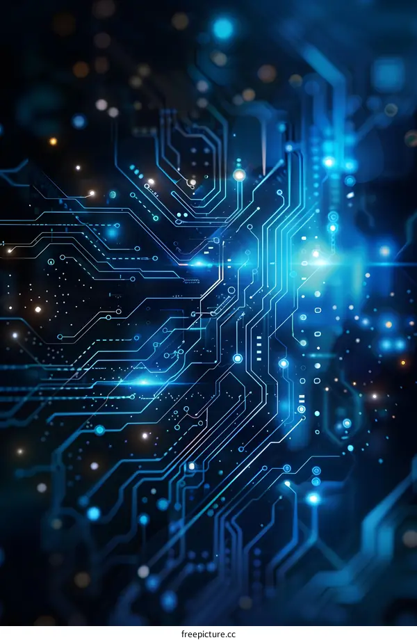 Abstract Technology Background with Blue Circuit Board Design