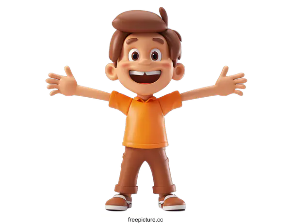 [Transparent Background PNG]Happy Cartoon Boy with Open Arms