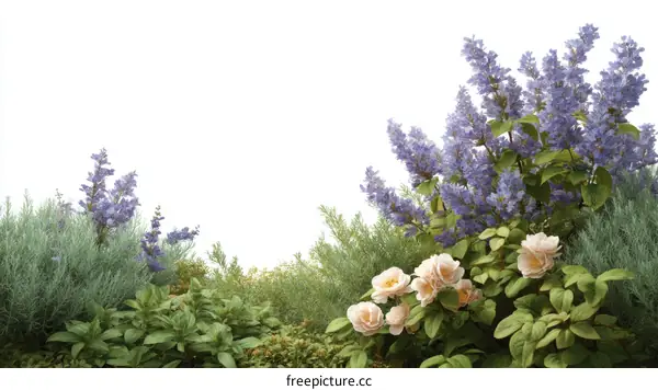 Floral Garden Illustration with Soft Lighting