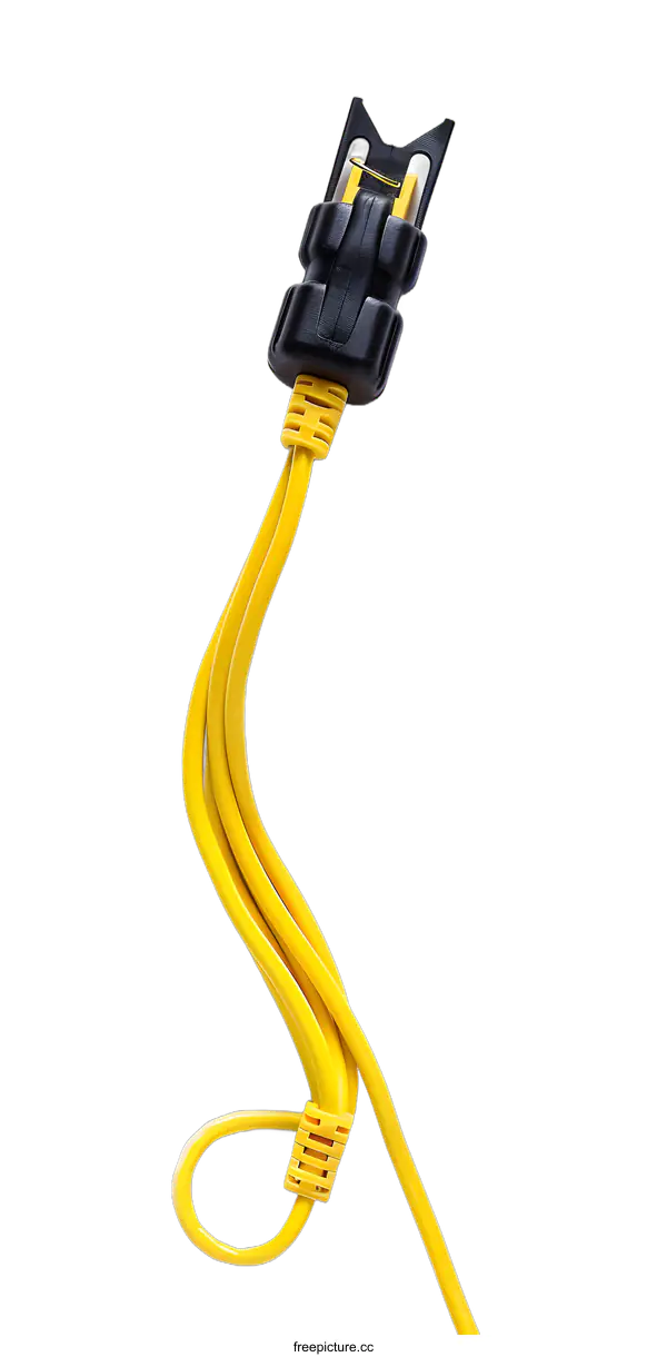 [Transparent Background PNG]Yellow Cable Connection With Black Connector