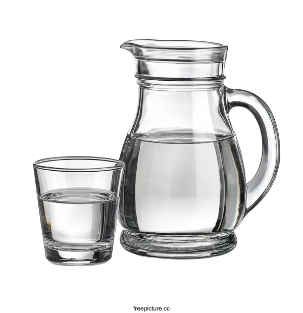 [Transparent Background PNG]Clear Glass Pitcher and Glass of Water
