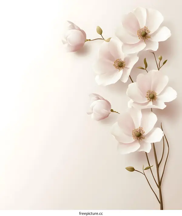 Floral Illustration with Delicate Pink Flowers