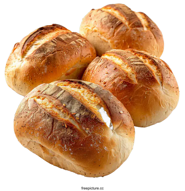 [Transparent Background PNG]Freshly baked bread rolls on black background