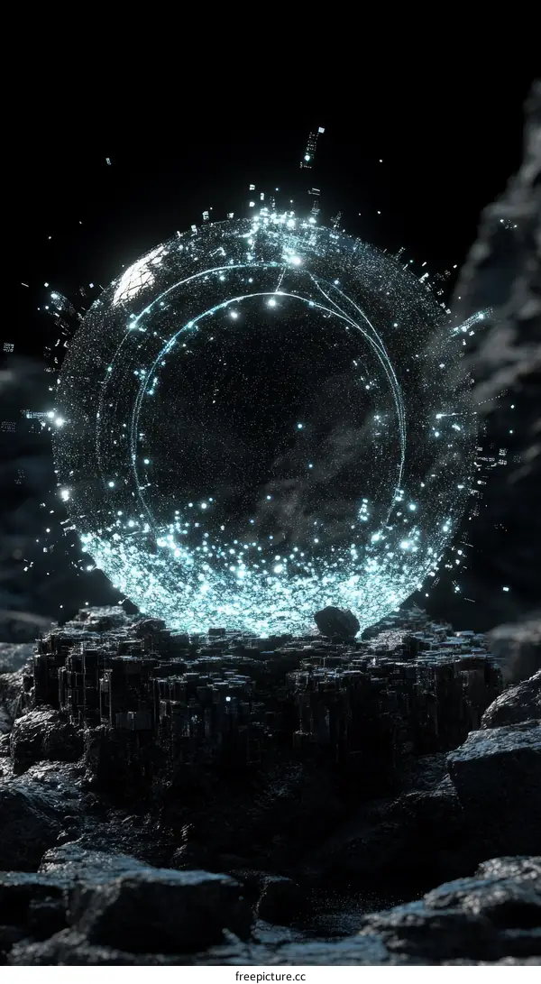 Abstract Sphere on a Dark Stone Formation