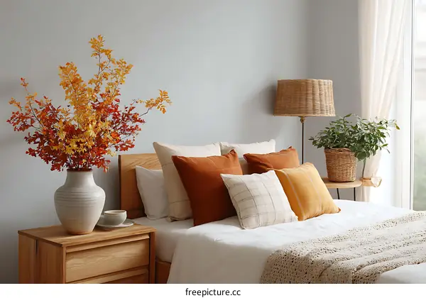 Autumnal Bedroom Decor with Warm Hues