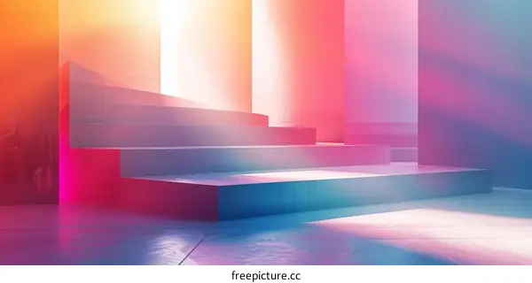 Abstract Colorful Room with Staircase