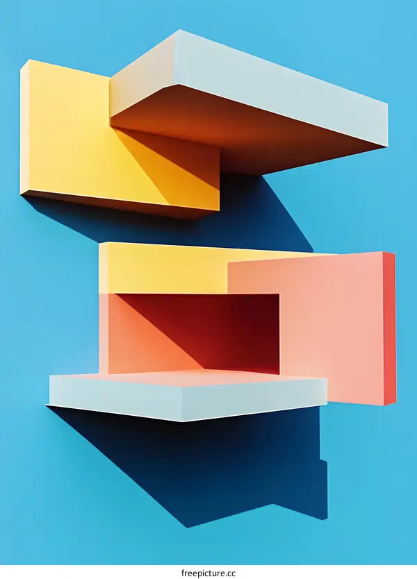 Abstract Geometric Shapes with Blue Background