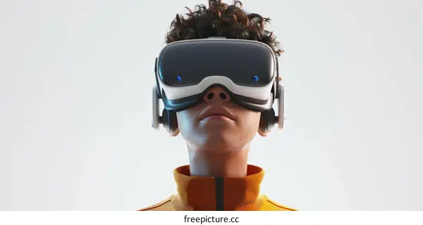 Illustration of a person wearing a virtual reality headset