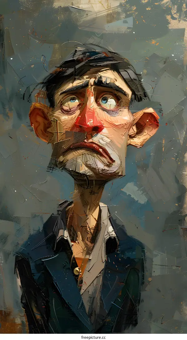 Abstract Oil Painting Portrait of a Man Looking Up