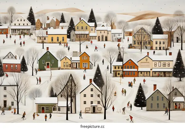 Snowy New England Village