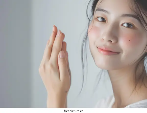 Portrait of a Young Woman with Soft Skin and a Gentle Smile