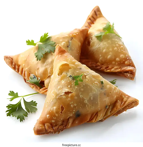 Delicious Samosas on White Background