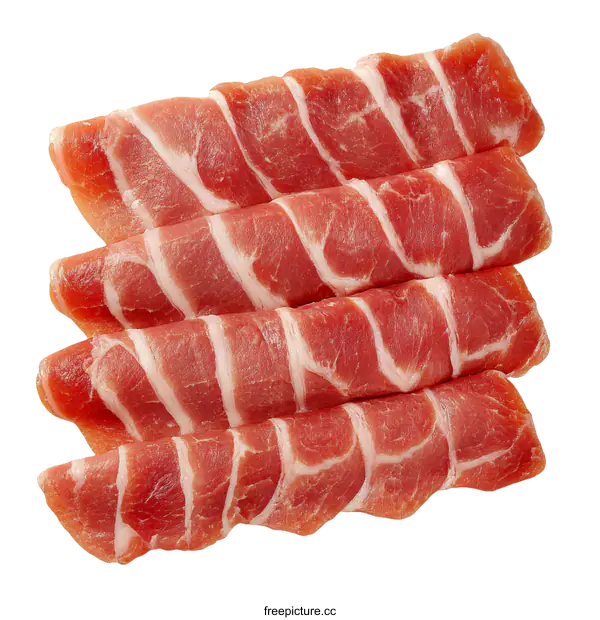 [Transparent Background PNG]Sliced Pork Belly Pieces Close Up