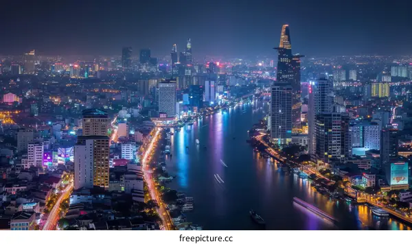 Night view of Ho Chi Minh City, Vietnam