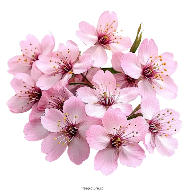 [Transparent Background PNG]Close-up of Beautiful Pink Cherry Blossoms
