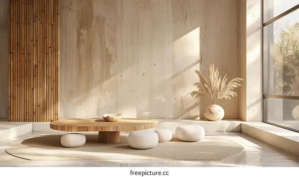 Modern Minimalist Wooden Living Room Interior Design