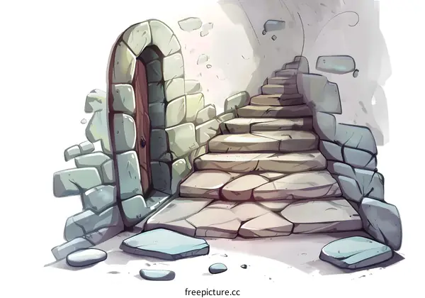 Stone Stairs and Archway in a Castle