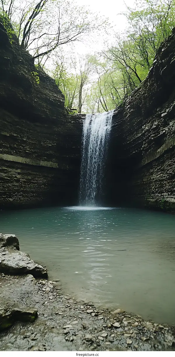 Scenic Waterfall in Lush Forest