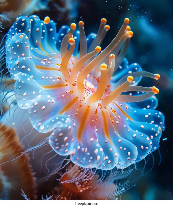 A glowing jellyfish with long, flowing tentacles