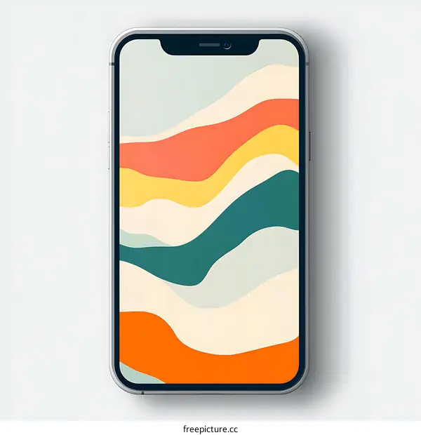 Abstract Phone Wallpaper with Colorful Wavy Lines