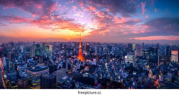 Tokyo cityscape at sunset