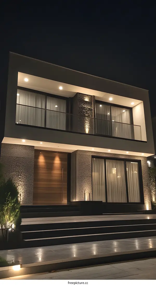 Modern House Exterior Night Lighting Design
