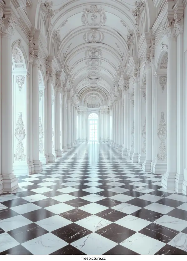 Elegant White Marble Hallway Architecture