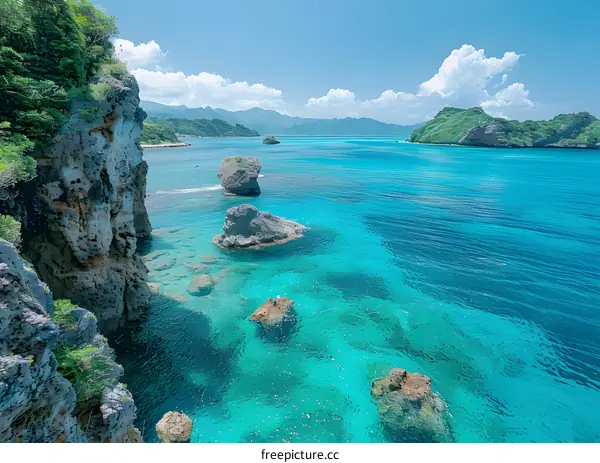 Beautiful turquoise sea water and rocks