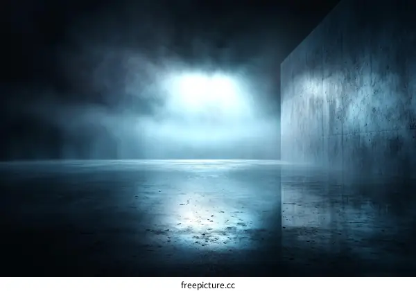 Modern Concrete Studio Scene with Fog