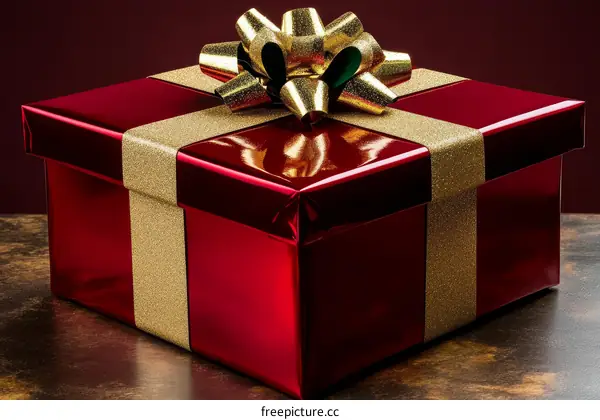 Red Gift Box with Golden Ribbon