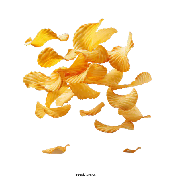 [Transparent Background PNG]Crispy Potato Chips Falling on transparent background
