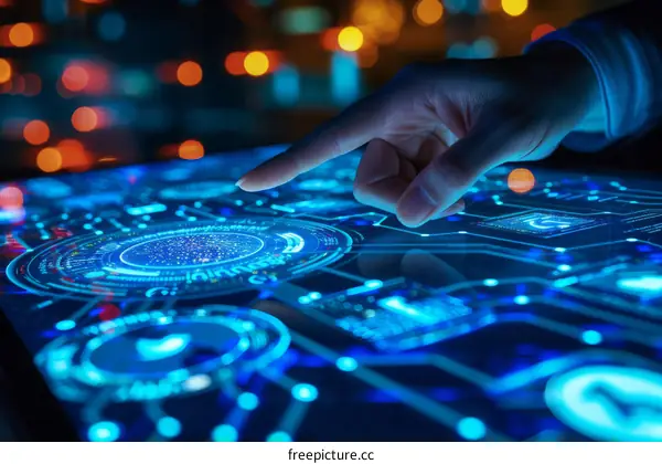 Businessman using futuristic touch user interface