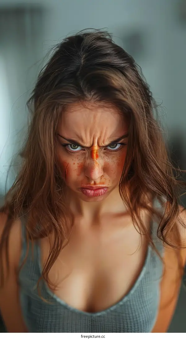 Close-up Portrait of an Angry Woman