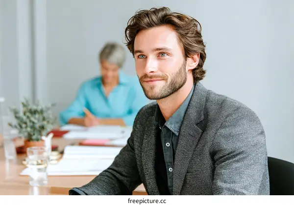 Business Meeting Focused Caucasian Male