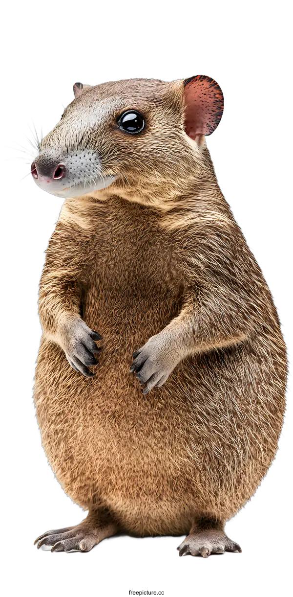 [Transparent Background PNG]Close Up of a  Bandicoot with Brown Fur Against a White Background