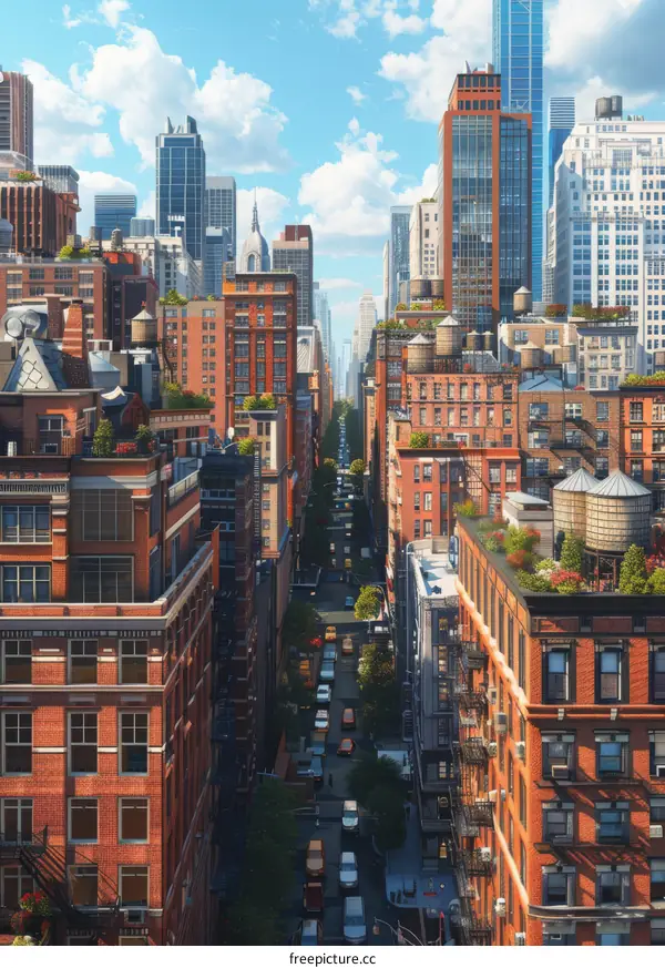 New York City Street View Illustration