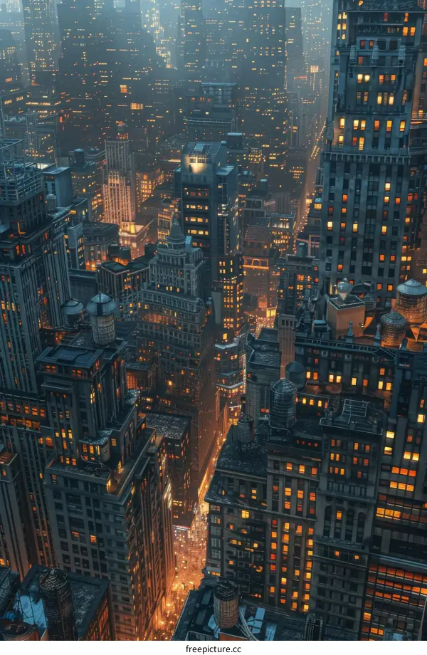 Panoramic View of New York City Skyline at Night